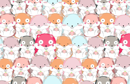 Cute Animal Illustration Kids Wallpaper Mural