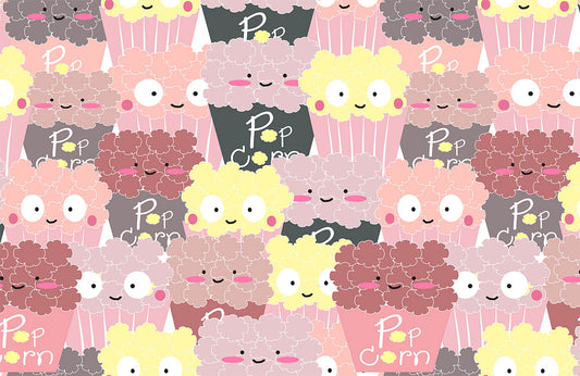 Whimsical Popcorn Pattern Kids Mural Wallpaper