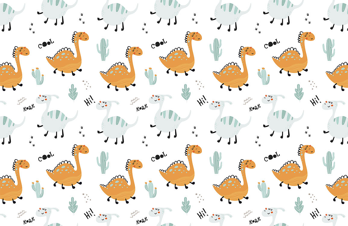 Charming Dinosaur Nursery Mural Wallpaper