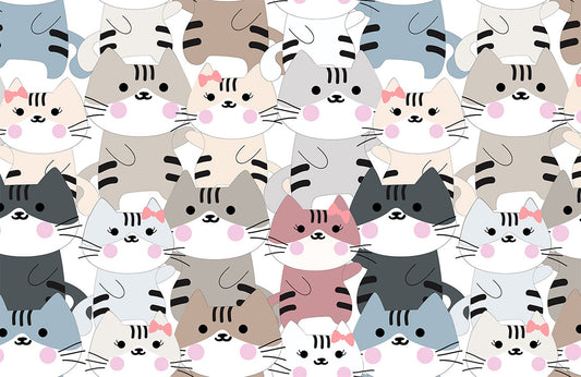 Cute Abstract Cat Pattern Mural Wallpaper