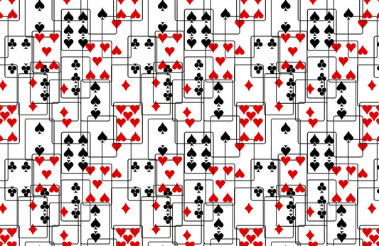 Modern Black Red Playing Cards Mural Wallpaper