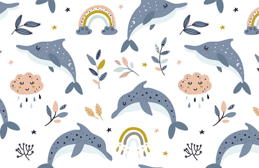 Whimsical Ocean Life Nursery Mural Wallpaper