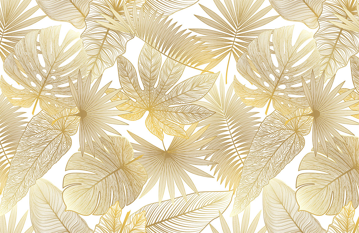 Gold Tropical Leaf Luxury Mural Wallpaper