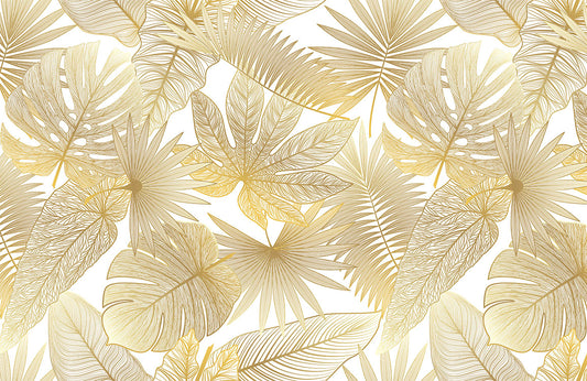 Gold Tropical Leaf Luxury Mural Wallpaper