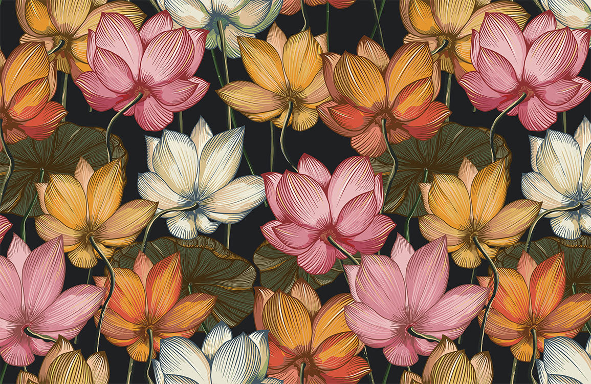 Colorful Botanical Floral Mural Wallpaper