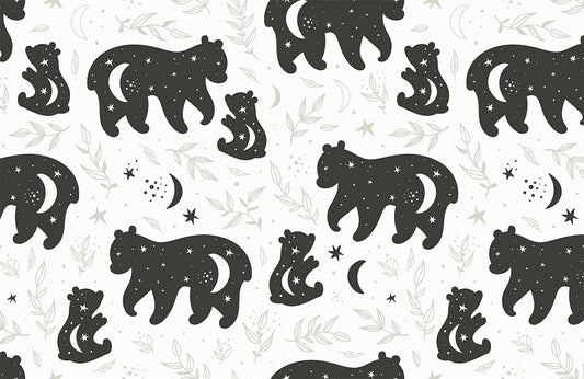 Whimsical Starry Night Bears Mural Wallpaper