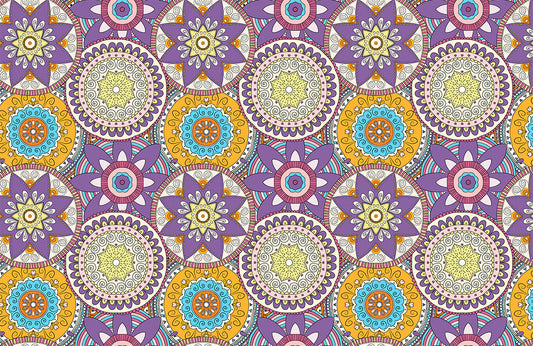 Bohemian Purple Geometric Floral Mural Wallpaper