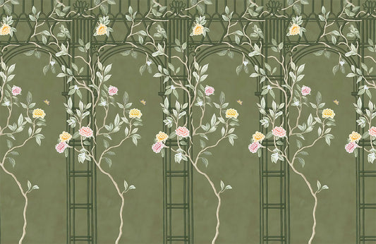 Vintage Botanical Garden Floral Wallpaper Mural