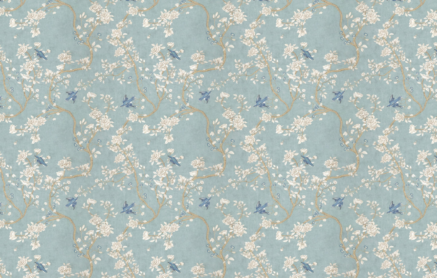 Elegant Blossom & Bluebird Garden Wallpaper