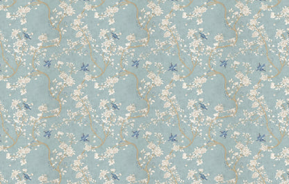 Elegant Blossom & Bluebird Garden Wallpaper