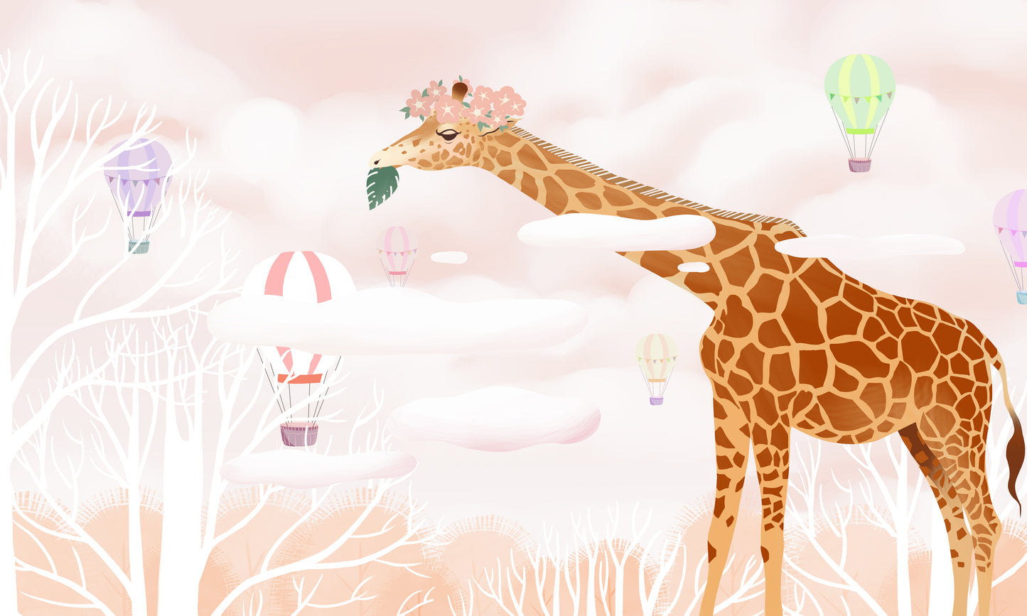 Giraffe & Balloon II Papier peint mural