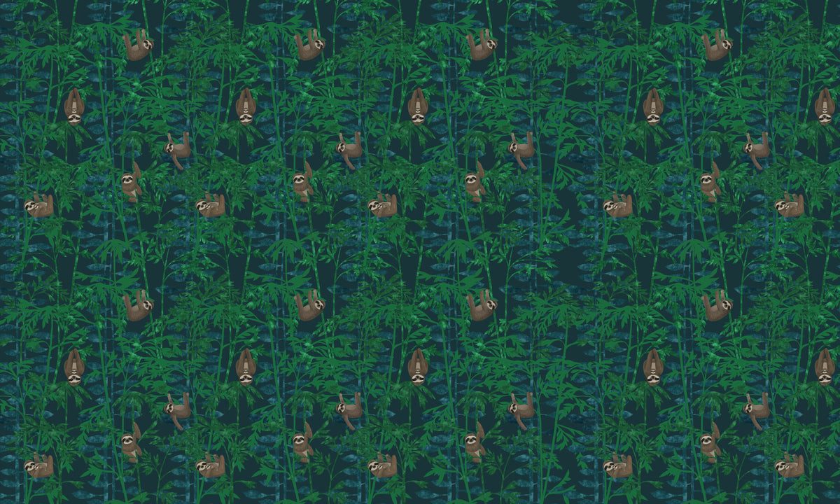 Sloth Jungle Green Kids Room Mural Wallpaper
