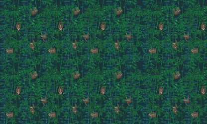 Sloth Jungle Green Kids Room Mural Wallpaper