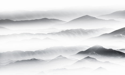 Gray Misty Mountain Landscape Wall Mural