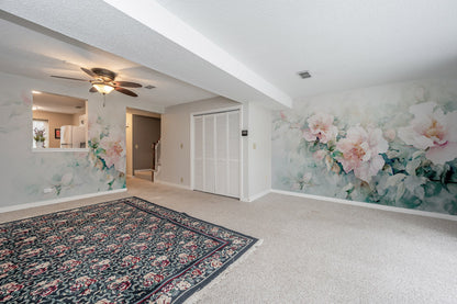 Elegant Pastel Blossom Floral Wallpaper in living room