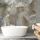 Golden Tide Marble Mural Wallpaper in bathroom