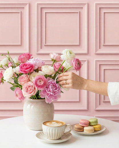 Blush Pink Classic Panel Wallpaper