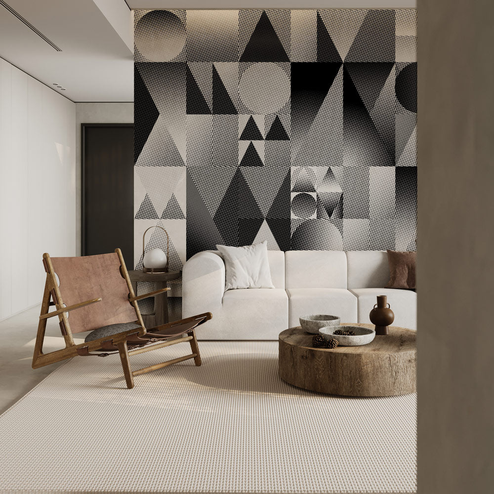 Monochrome Geometric Illusion Mural Wallpaper