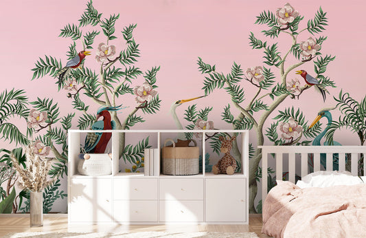 Vector Flower & Bird II Wallpaper Mural