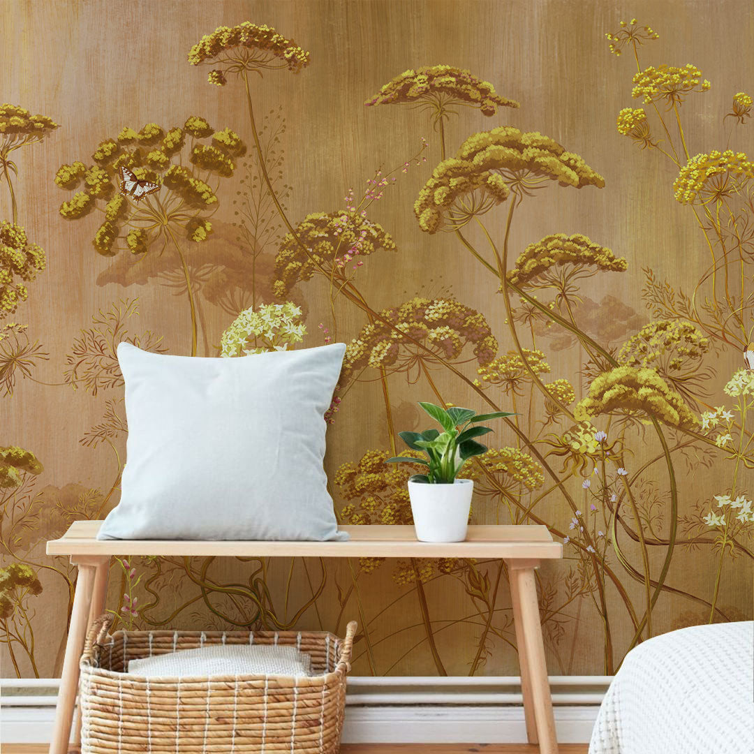 Floral Vine Wallpaper Mural III in living room