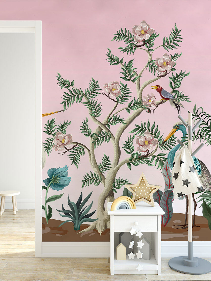 Vector Flower & Bird II Wallpaper Mural
