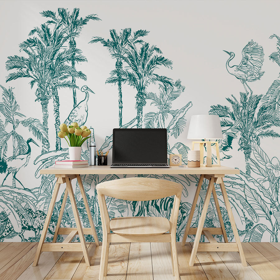Tropical Wilderness Harmony Mural Wallpaper in office