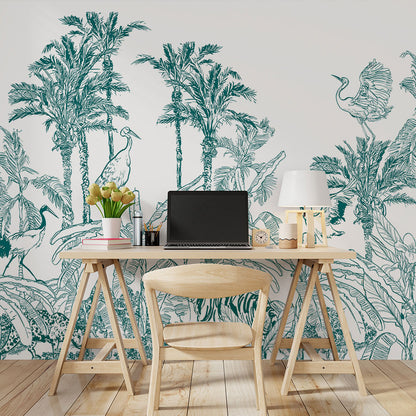 Tropical Wilderness Harmony Mural Wallpaper in office