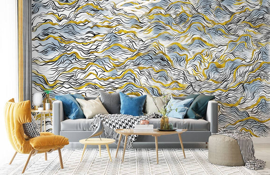 Abstract Mountain Wallpaper Mural in living room