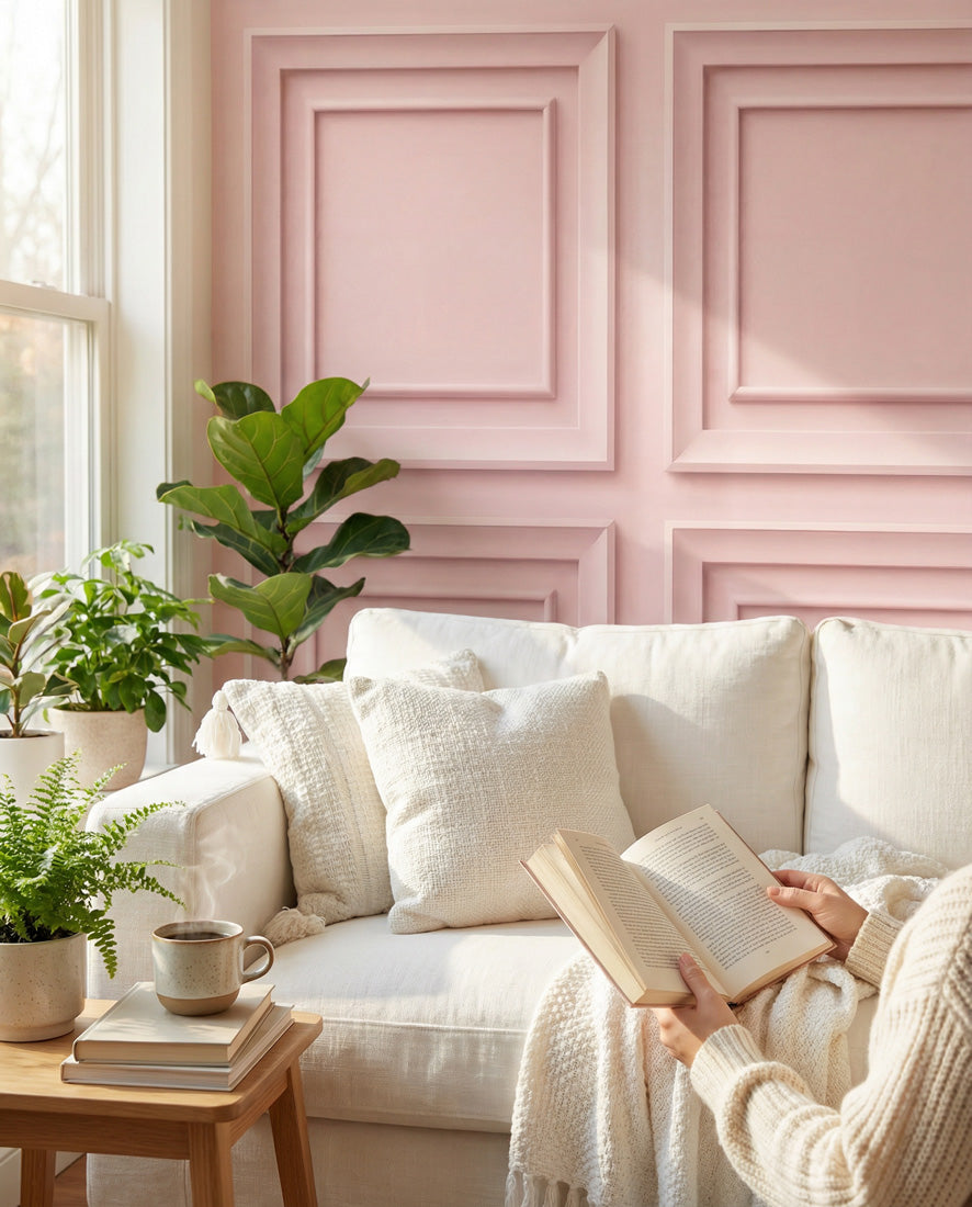 Blush Pink Classic Panel Wallpaper