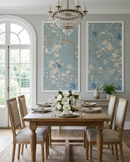 Elegant Blossom & Bluebird Garden Wallpaper