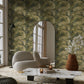 Golden Leaf Harmony Mural Wallpaper in living room