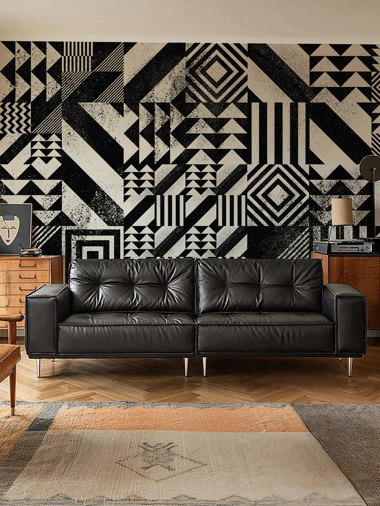 Bold Geometric Contrast Mural Wallpaper