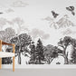 Vintage Nature Landscape Monochrome Mural Wallpaper