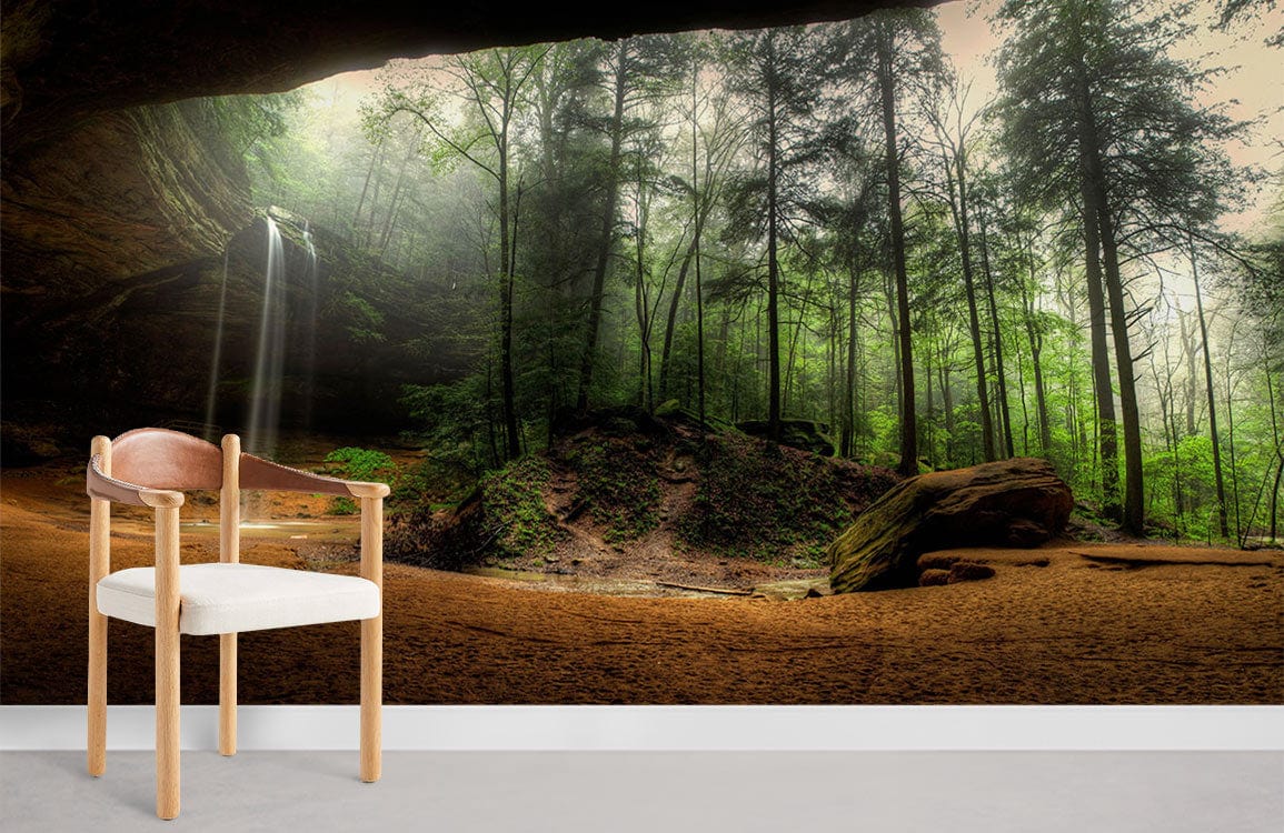 Enchanted Forest Waterfall Scenic Mural Wallpaper