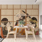 Geisha Behind Screens Mural Wallpaper in dining room