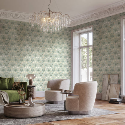 Pastel Floral Harmony Mural Wallpaper in living room