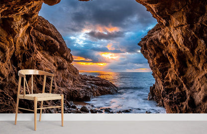 beautiful ocean from big stone cave wallpaper for rome
