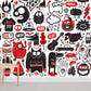 Black White Red Funky Graphics Mural Wallpaper