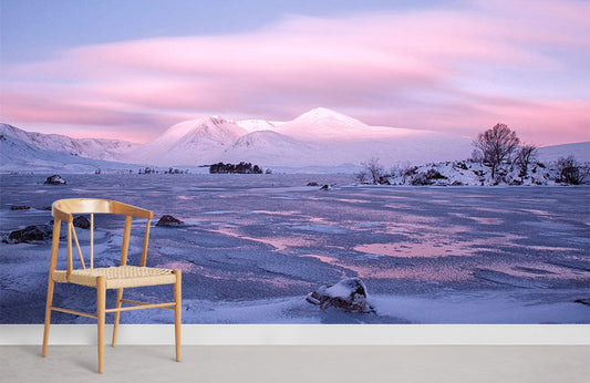 mountains and plains covered by snow wallpaper for home