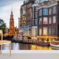 Amsterdam Canal Evening Cityscape Mural Wallpaper