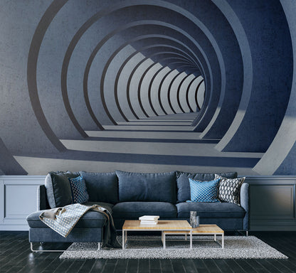 Infinite Spiral Illusion Mural Wallpaper in living room