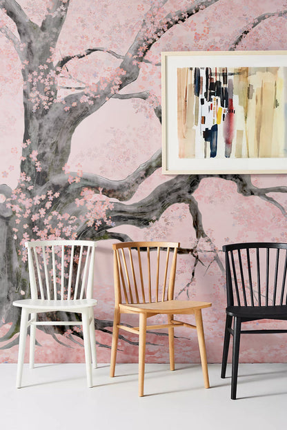 Serene Cherry Blossom Mural Wallpaper in living room
