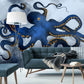 Underwater Octopus Navy Blue Wallpaper