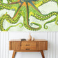 Green Octopus Mural Wallpaper