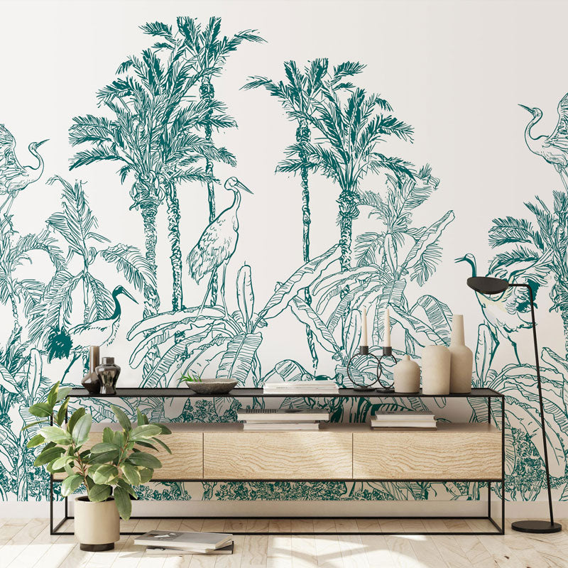 Tropical Wilderness Harmony Mural Wallpaper in living room
