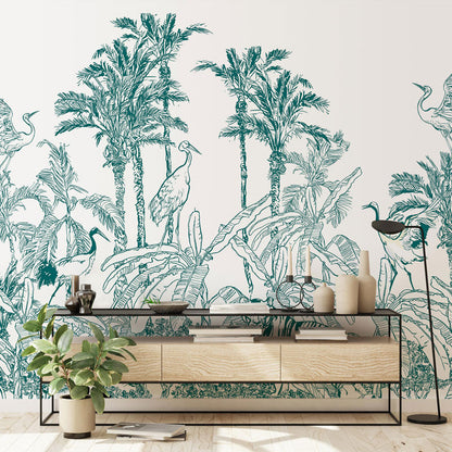 Tropical Wilderness Harmony Mural Wallpaper in living room