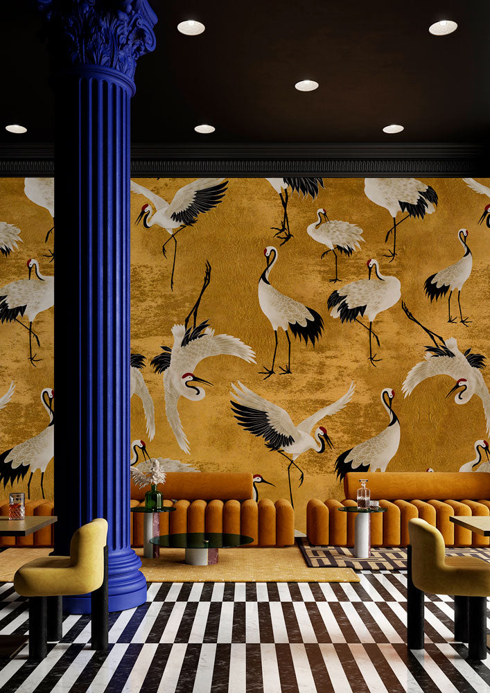 Majestic Heron Nature Landscape Mural Wallpaper in lounge