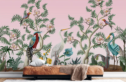 Vector Flower & Bird II Wallpaper Mural