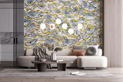 Abstract Mountain Wallpaper Mural in living room