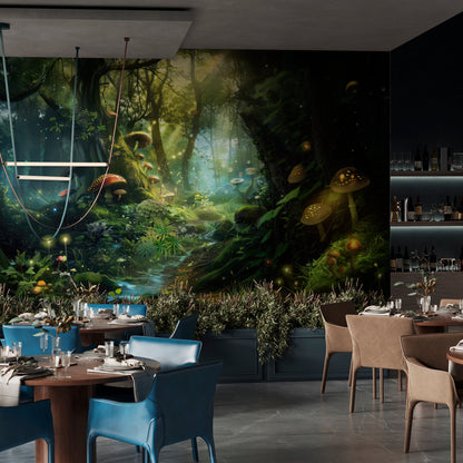 Mystical Forest Realm Mural Wallpaper in dining room